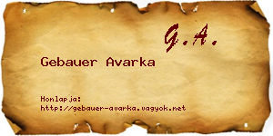 Gebauer Avarka névjegykártya